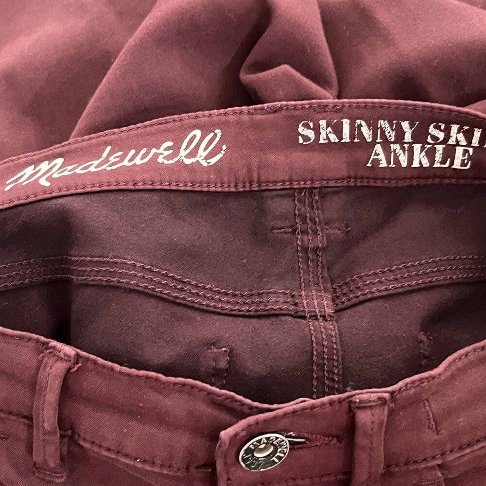 Madewell Skinny Skinny Ankle Pants Jeans Maroon Burgundy Red - Picture 5 of 6